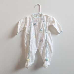 Vtg 90s Jumpsuit 0-3m White Knit Bay Knit Romper